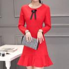 Ruffle Hem Long-sleeve A-line Dress