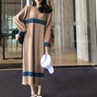 Striped Long-sleeve Midi Knitted Dress