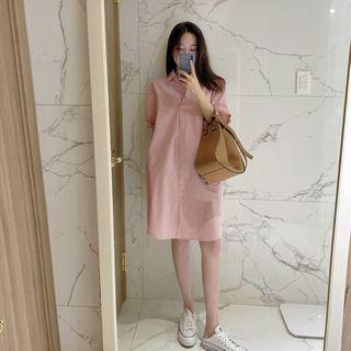 Open-placket Cotton Shirtdress