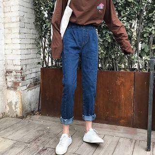 Band Waist Straight Cut Jeans