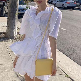 Ruffle Trim Layered Skirt White - One Size