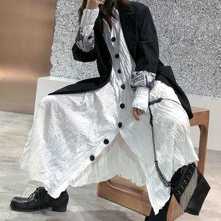 Crinkle Oversize Long-sleeve Shirtdress