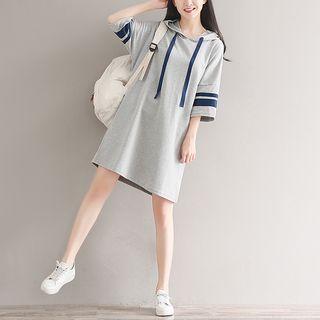 Set: Contrast Trim Hoodie Dress + Undershorts