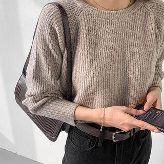 Raglan Ribbed Knit Crop Top