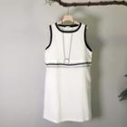 Sleeveless Linen Mini A-line Dress White - One Size