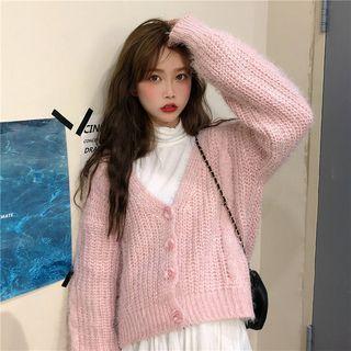 V-neck Plain Sweater Cardigan / High-neck Plain T-shirt