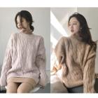 High Neck Long-sleeve T-shirt / Rib Knit Sweater