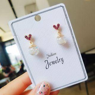 Heart And Glass Ball Earring A11 - 144 - Gold - One Size