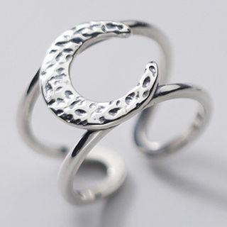 Moon Sterling Silver Layered Open Ring Silver - One Size