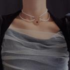 Alloy Heart Pendant Faux Pearl Necklace 1 Pc - As Shown In Figure - One Size