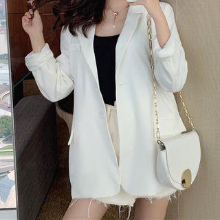 Long-sleeve Plain Loose-fit Blazer