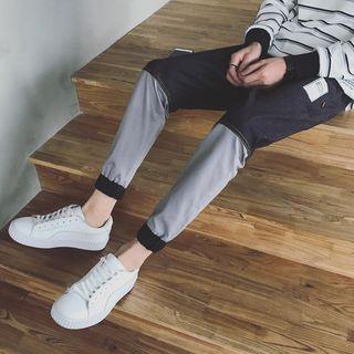 Gather-cuff Slim-fit Panel Jeans