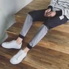 Gather-cuff Slim-fit Panel Jeans