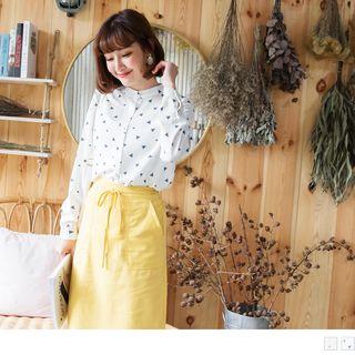 Stand Collar Triangle Print Blouse