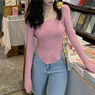 Long-sleeve Irregular Fitted Top