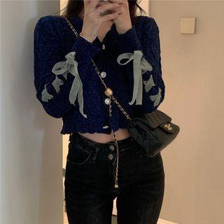 Lace-up Cardigan Blue - One Size
