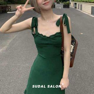 Tie-strap Ruffle Mini A-line Dress