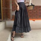 Lace-trim Maxi Tiered Skirt