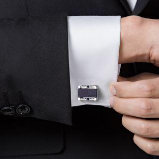 Rhinestone Alloy Cufflinks Kf105 - One Size