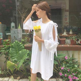 Cut Out 3/4-sleeve A-line Dress
