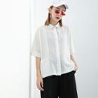 Patchwork Loose-fit White Blouse