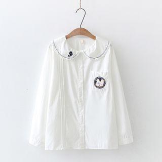 Cartoon Print Blouse Rabbit - White - One Size
