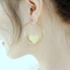 Heart Stainless Steel Hoop Earring 1 Pair - 707 - Earring - Gold - One Size