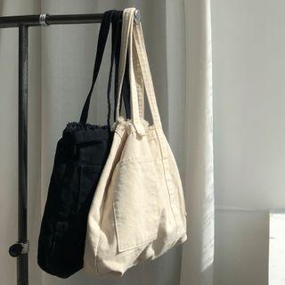Fringed Patch-pocket Shopper Bag
