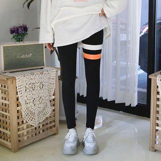 Tall Size Contrast-piping Thigh Leggings