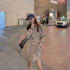 Single-breasted Buckled Coat Khaki - One Size