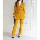 Belted Blazer & Straight Pants Office Look Set