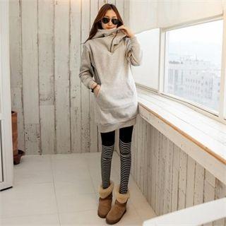 Funnel-neck Long Anorak Hoodie