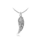 925 Sterling Silver Angel Wings Pendant With White Austrian Element Crystal And Necklace