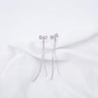 Bow Rhinestone Fringed Earring E2622 - 1 Pr - Silver - One Size