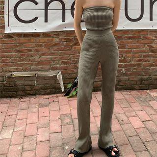 Knit Tube Top / Boot Cut Pants