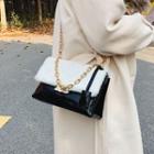 Faux Leather Fleece Panel Crossbody Bag