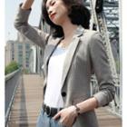 Plaid Single-breasted Blazer / Plain Long-sleeve T-shirt / Set