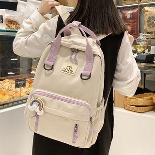 Contrast Top Handle Zip Backpack