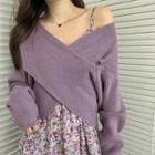 Ribbed Sweater / Spaghetti Strap Floral Print Midi A-line Dress