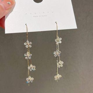 Flower Threader Earring 1 Pair - Gold - One Size