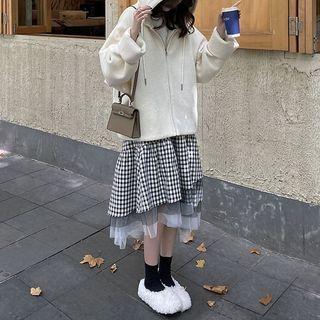 Overlay Plaid A-line Skirt