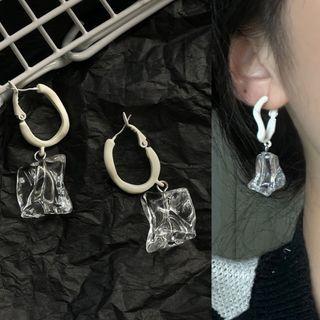 Irregular Resin Dangle Earring 1 Pair - 2039a - White - One Size