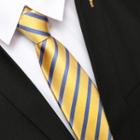Striped Neck Tie Zsld039 - Stripe - Yellow & Blue - One Size