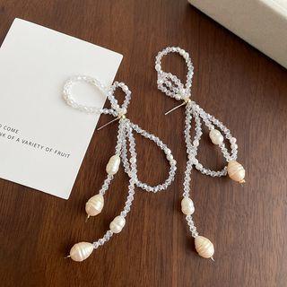 Faux Pearl Faux Crystal Fringed Earring 1 Pair - White - One Size