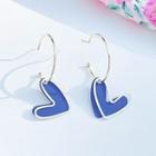 Heart Alloy Dangle Earring 01 - 1 Pair - Dangle Earring - Silver - Heart - Blue & White - One Size