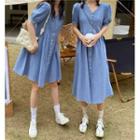 Short-sleeve Button-up Mini Dress / Midi Dress