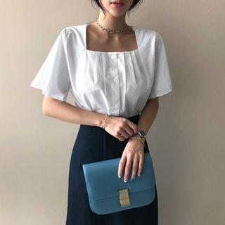 Square-neck Pintuck Blouse