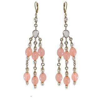 Beaded Chandelier Earrings (pink) One Size