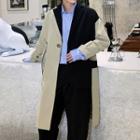 Color-block Loose-fit Long Coat