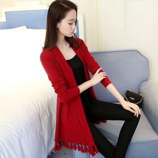 Tassel Hem Long Cardigan